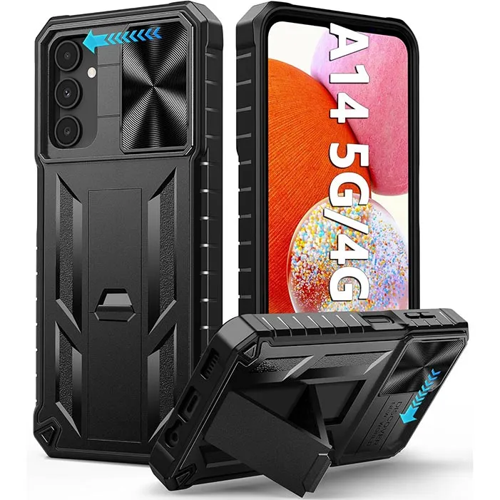FNTCASE OFFICIAL Galaxy A14 5G military matte case with sliding camera cover and kickstand