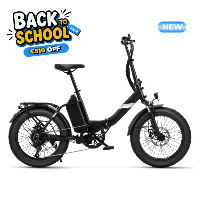 Touroll S3 Folding Fat Tire Electric Bike with fat tires and folded frame