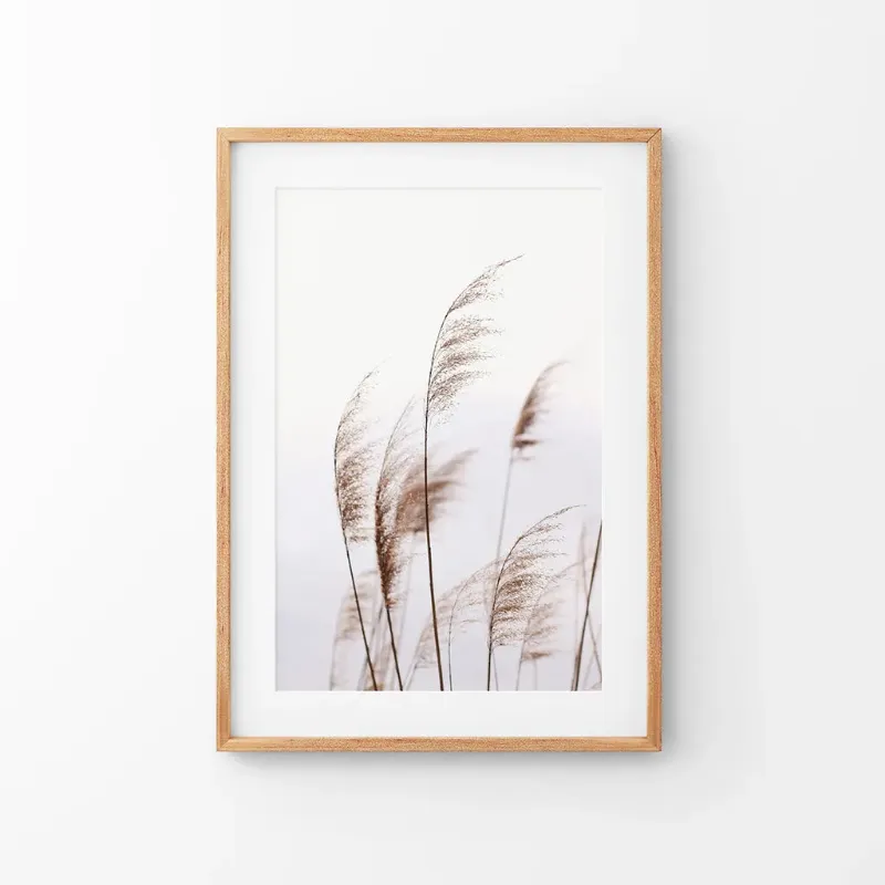 Wall Art Set Beige Dried Grass Print. Summer Field - dried grass in summer field