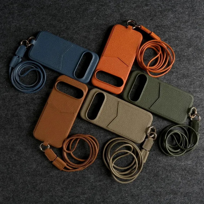 The Pixel Case Crossbody Leather Case with Card Holder For Pixel Series showing integrated card slot