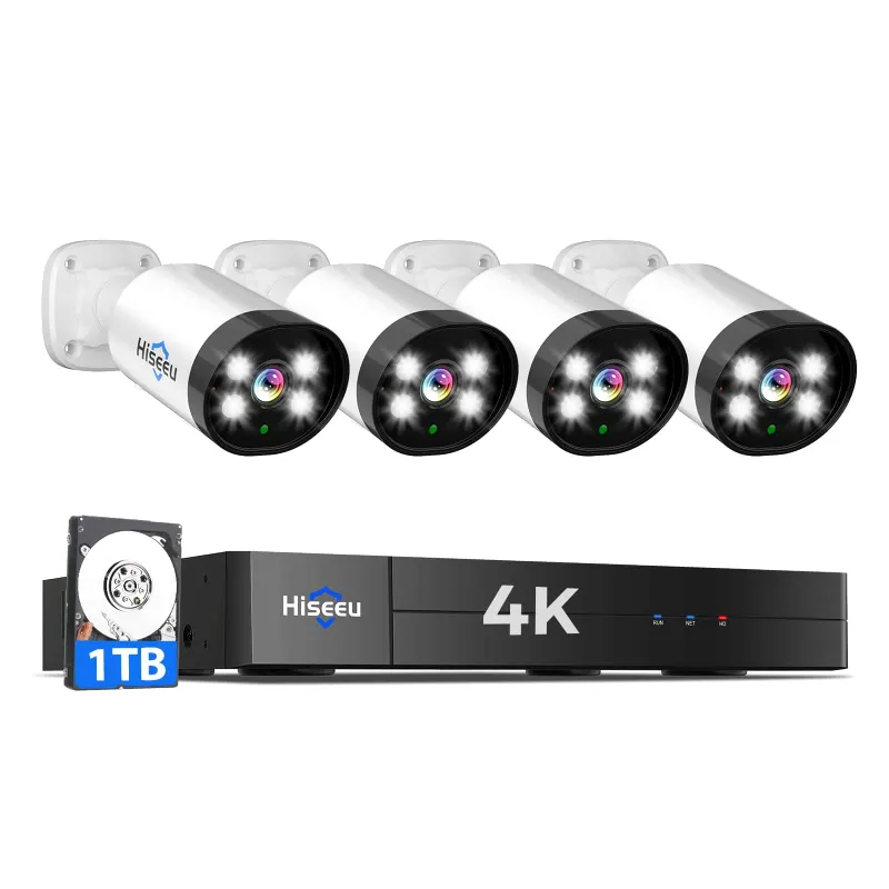 Hiseeu 8MP AHD Wired Analog Security Camera System with 4K DVR and Smart Dual Light