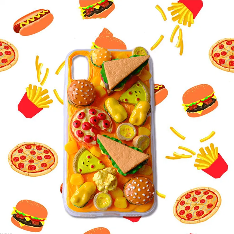 Techypop Just Burgers and Pizza Designer iPhone Case, silicone with burger and pizza graphics