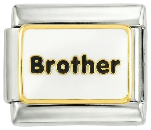 Charms Official Brother on Silver charm engraved text design