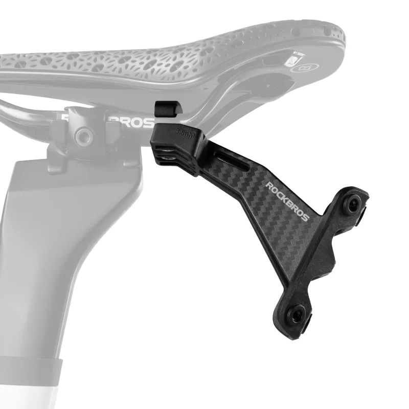 RockBros US Bike Saddle Bottle Holder Mount with carbon fiber texture holding two water bottles