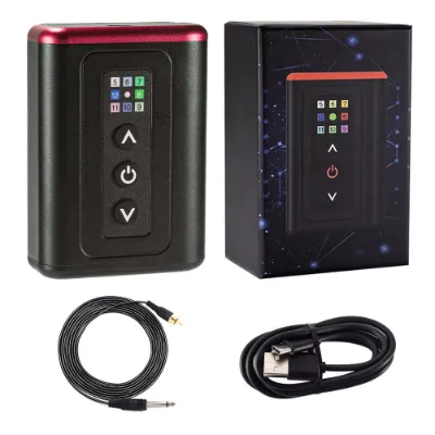 Ambition Tattoo Xnet Mini Tattoo Power Supply with RCA clip cord and compact aluminum housing