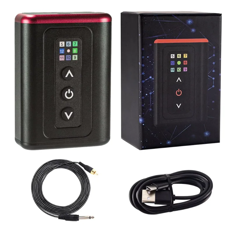 Ambition Tattoo Xnet Mini Tattoo Power Supply with RCA clip cord and compact aluminum housing