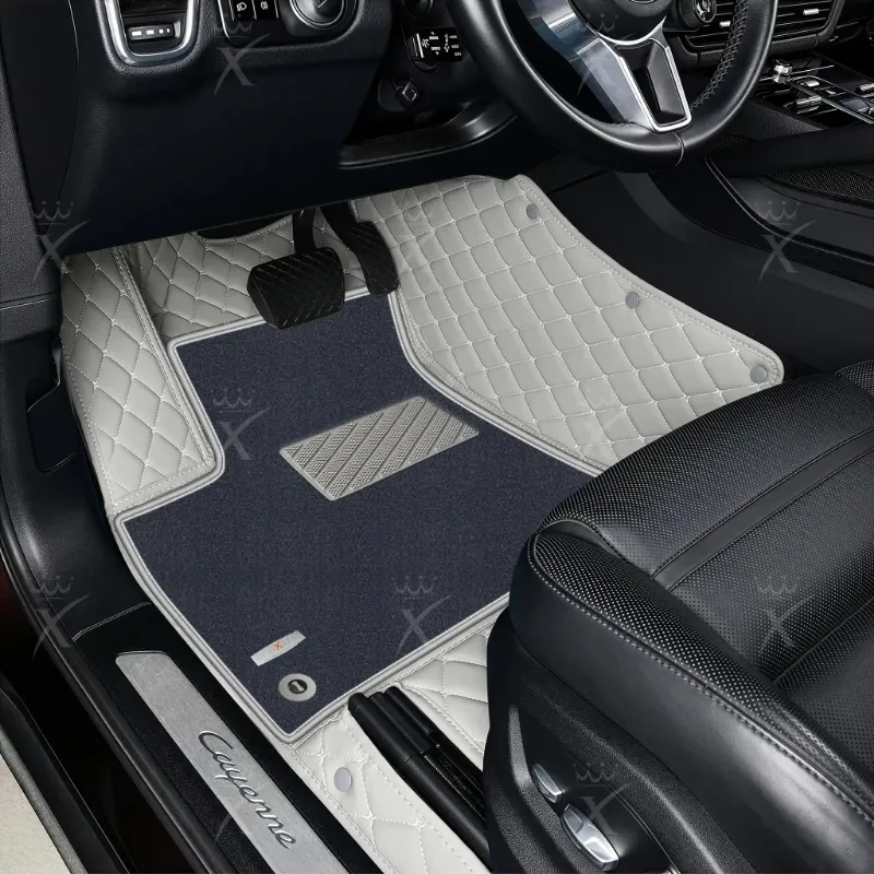 Luxus Car Mats Diamond Double Layer floor mats in light gray and gray top carpet