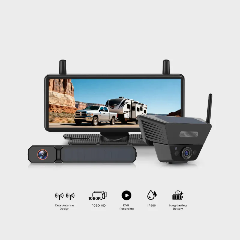 AUTO-VOX Solar5C dual-channel backup camera with magnetic and license plate mounting options