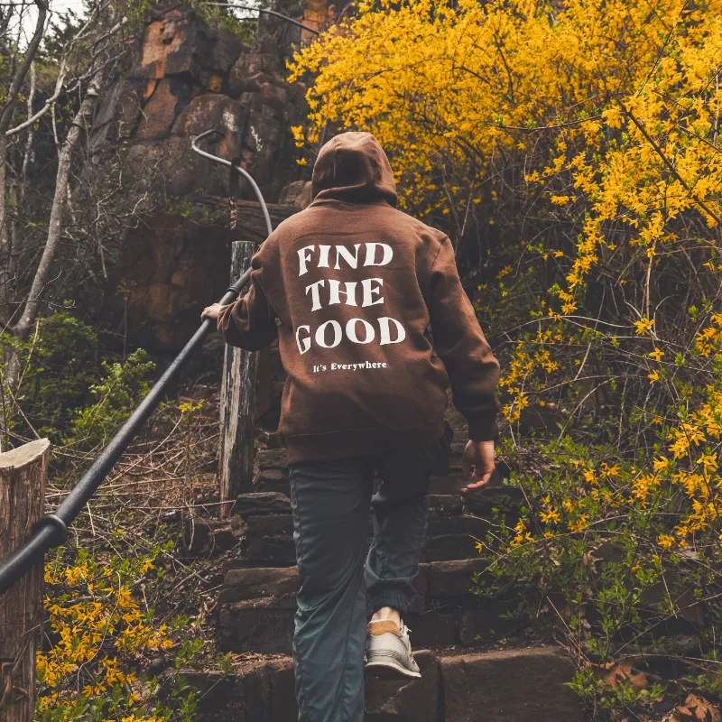 Find The Good Brand 3 Simple Words Premium Embroidered Hoodie in heavy cotton with chest embroidery