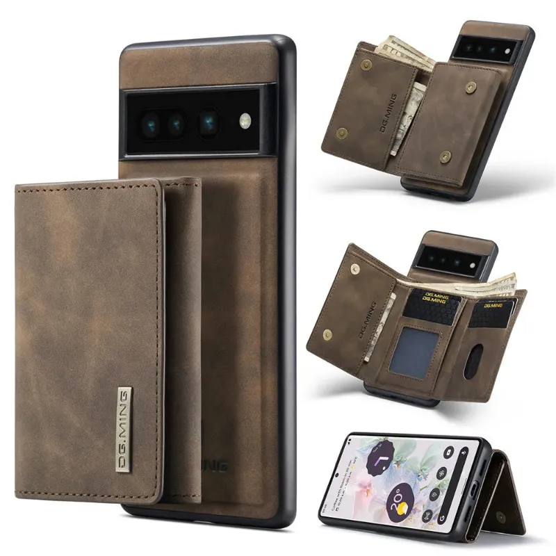 The Pixel Case 2 in 1 Magnetic Leather Case with Detachable Wallet For Google Pixel Series in leather finish