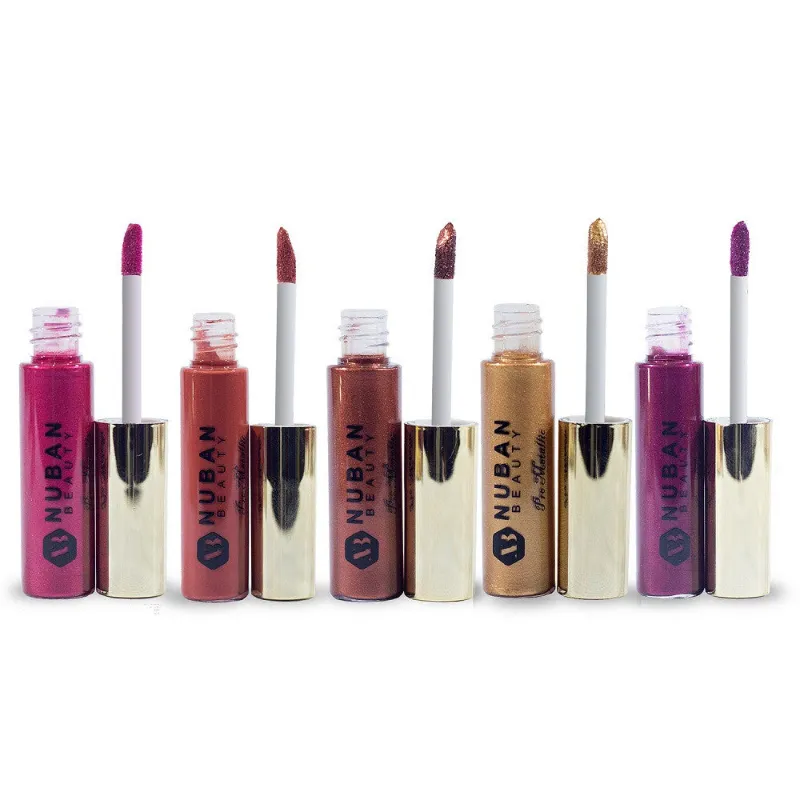 Nuban Beauty Pro Metallic Mini Lipsticks singles in metallic liquid lip colour shades