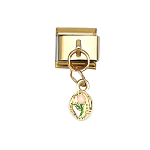 FabuLove Dangle Pink Flower charm showing pink floral shape