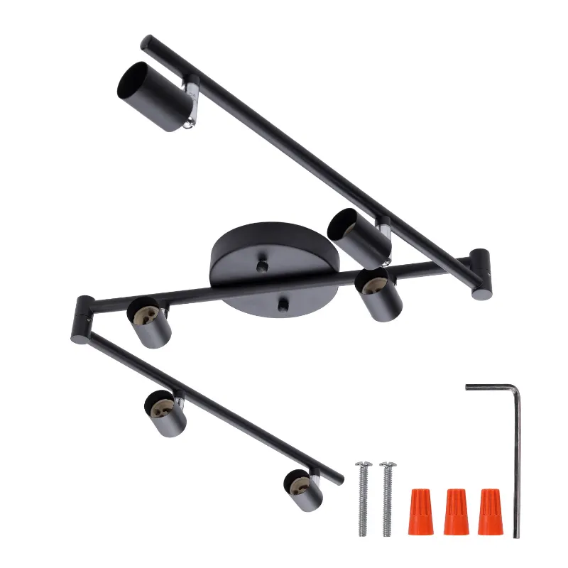 AIBOO 6-head LED Track Lighting Fixture in matt black with GU10 base