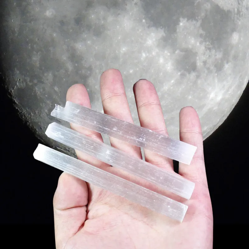 Turix Cleansing Selenite Wands, set of three natural selenite crystal wands