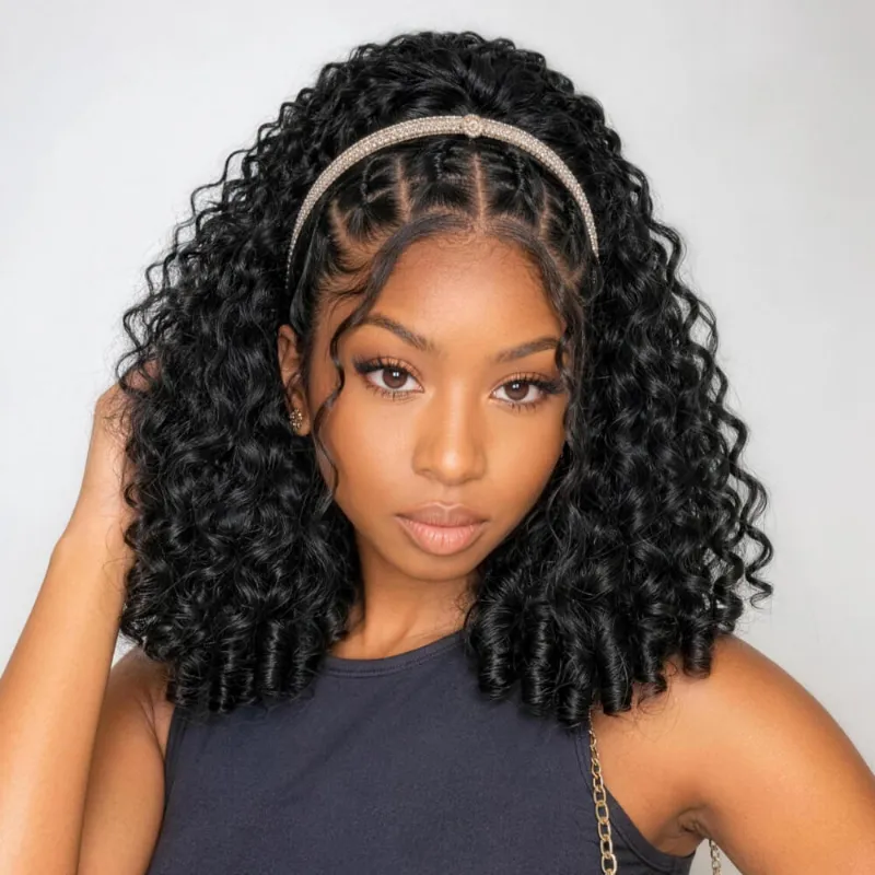 Megalook 250% super dense Burmese curly ponytail with finger coil texture