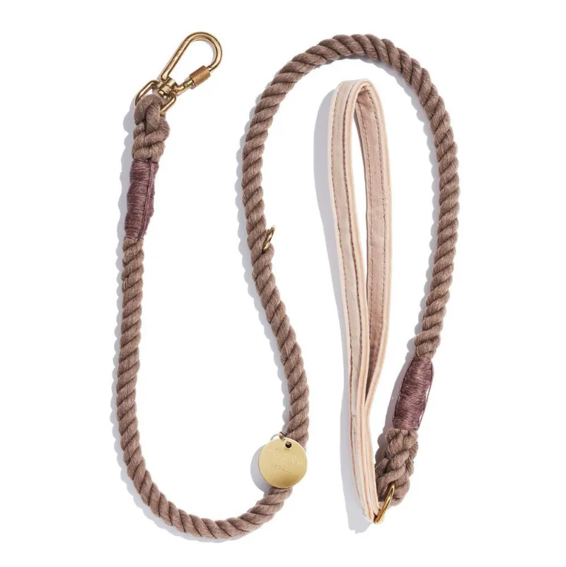Found My Animal Cream Washable Velvet Animal Leash with brass clasp and rope core