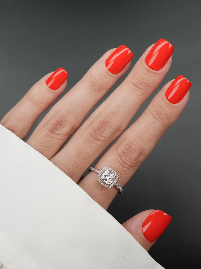Roxy Nails Paris Classic red press-on nails in timeless English red glossy finish