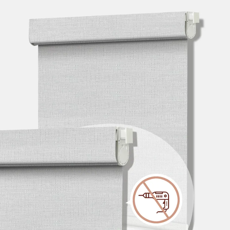 Bringnox No Drill Motorized Roller Shades 100% Blackout Westray installed on window