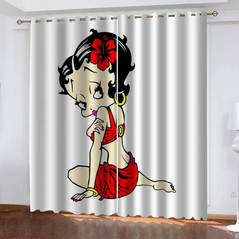 EBuycos Betty Boop Curtains Blackout Window Treatments, 2 panels with grommets
