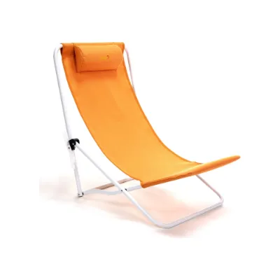 SunnyFeel Outdoor High Back Low Beach Chair with pillow, folded lightweight steel-frame beach chair outdoors