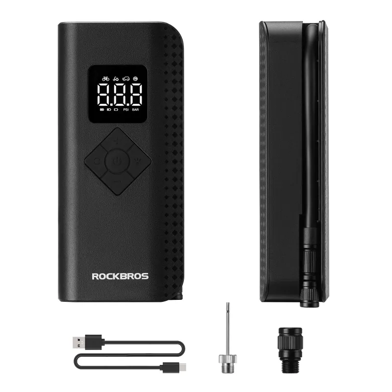 RockBros US A13 Mini Electric Air Bike Tire Pump 150PSI cordless pump with digital display