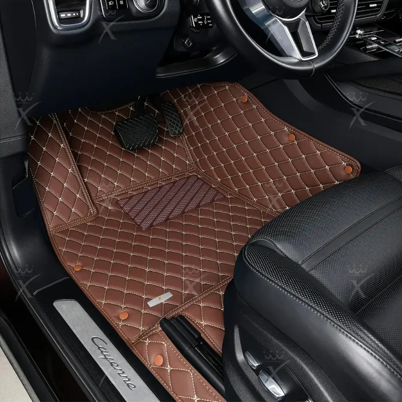 Luxus Car Mats Diamond Series floor mats in chocolate brown with diamond stitching
