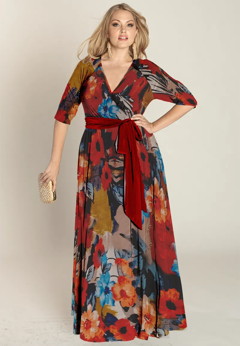 IGIGI Helene Wrap Dress (Made To Order) showing geo-floral print and wrap style