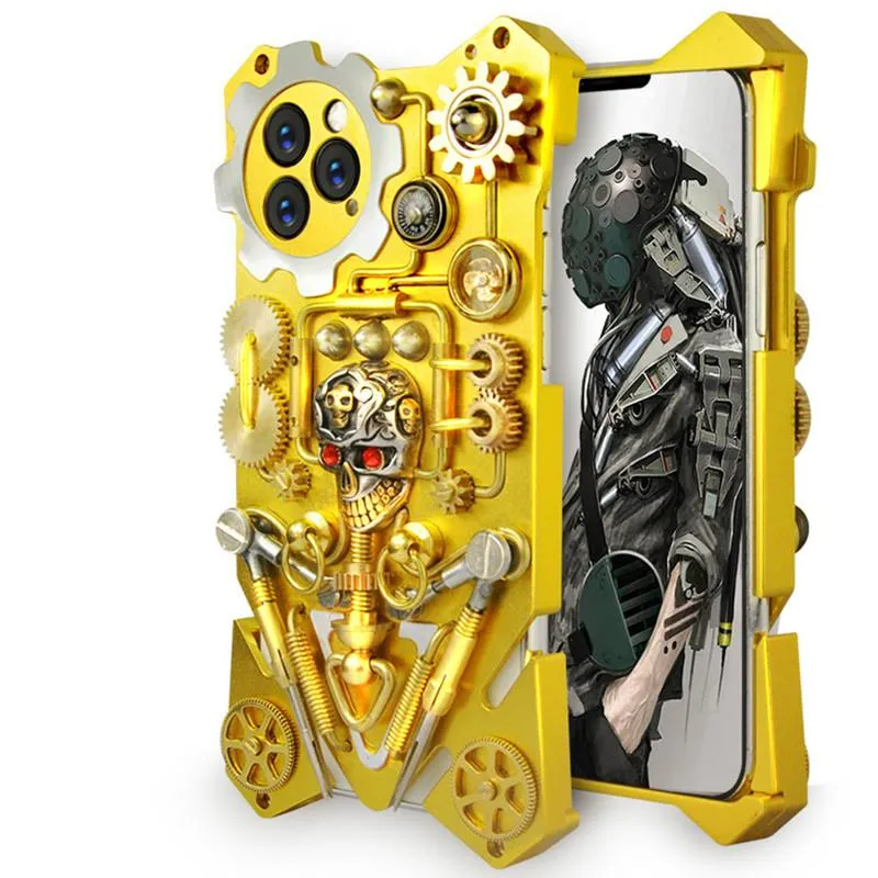 Techypop Heavy Duty Protection Hardcore iPhone Case Steam Punk Robot Skull Style with blue-ray pattern