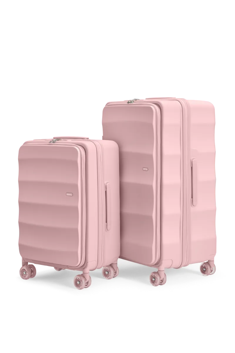 4MYTU Tank Suitcases in Blush Pink two-piece luggage set with carry-on and trunk