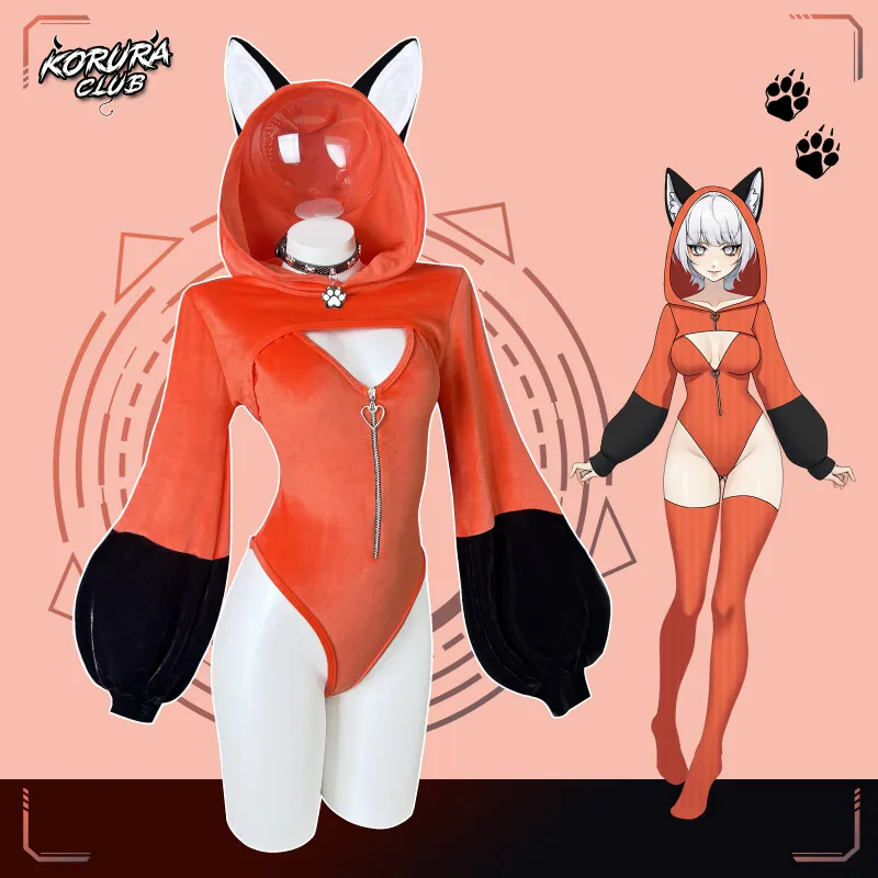 Koruraclub CUTE FOX BODYSUIT SR22 in velvet with fox tail detail