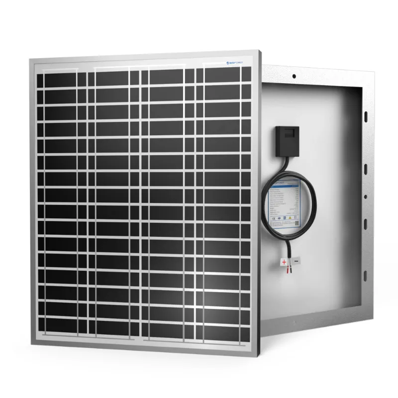 ACOPOWER 20W 24V Monocrystalline Solar Panel with aluminum frame and pre-drilled mounting holes
