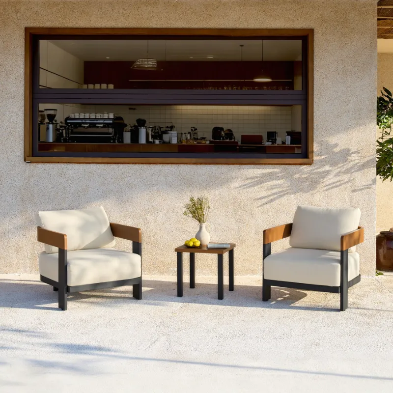 Tribesigns 2-person patio conversation set with cushioned armchairs and side table