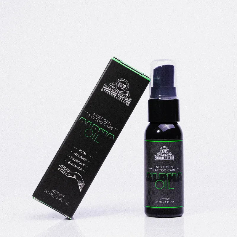 Painless Tattoo Alpha Tattoo Oil bottle for tattoo healing and aftercare