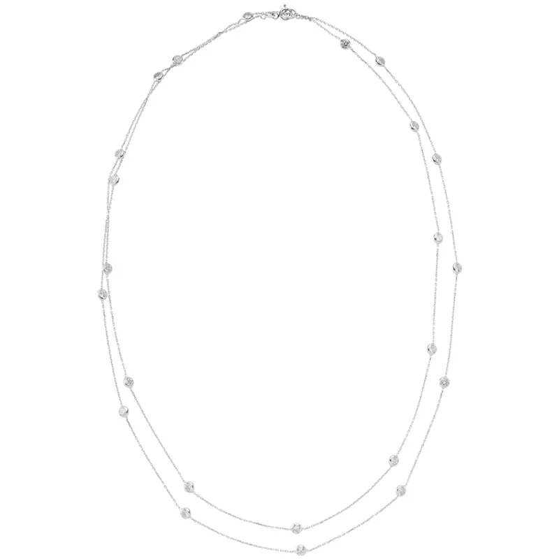 Amorium Jewelry Long Mimosa Silver Diamonds By the Yard Necklace with sparkly CZ crystals