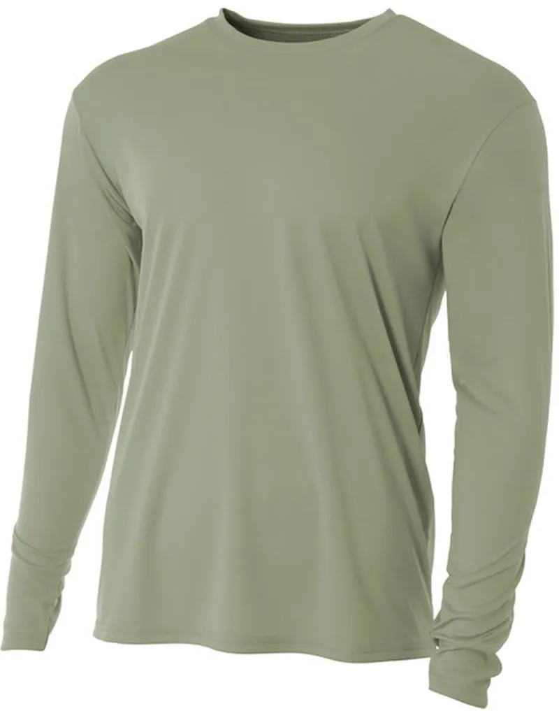 Do It Tennis A4 Men's Performance Long Sleeve Crew (Olive) tennis shirt