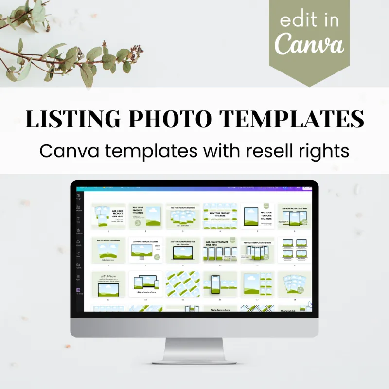 Purpose PLR Listing Photo Templates displaying 40 high-resolution product listing designs