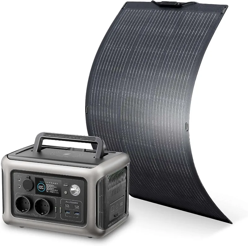 ALLPOWERS ES R600 600W portable power station with SF100 flexible 100W solar panel