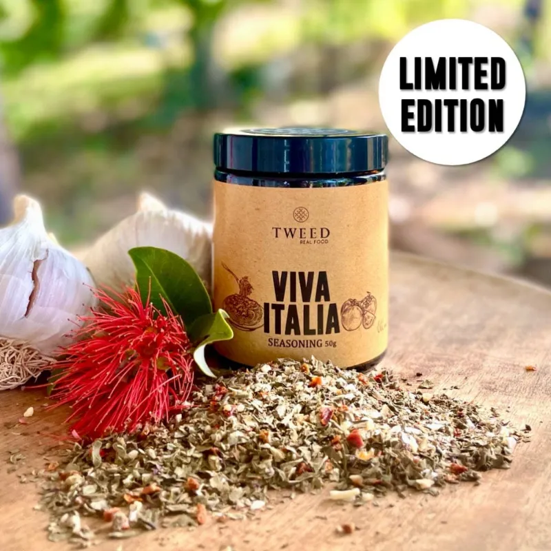 Tweed Real Food Viva Italia Seasoning limited edition jar with Mediterranean spices