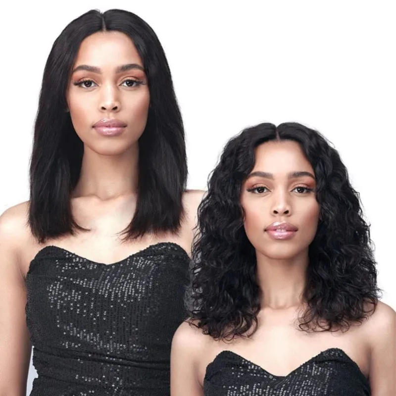 Hairsofly Shop Bobbi Boss Human Hair Wet & Wavy Lace Wig BNLFWW16, 16-inch wet and wavy texture in natural color