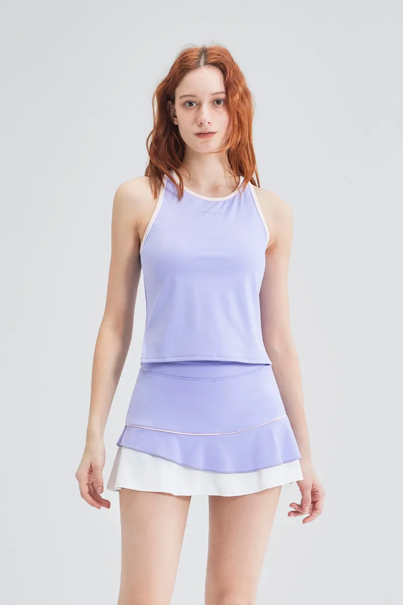 SALTUM Contrast Trim Racerback Sports Tank with open back and contrast detailing