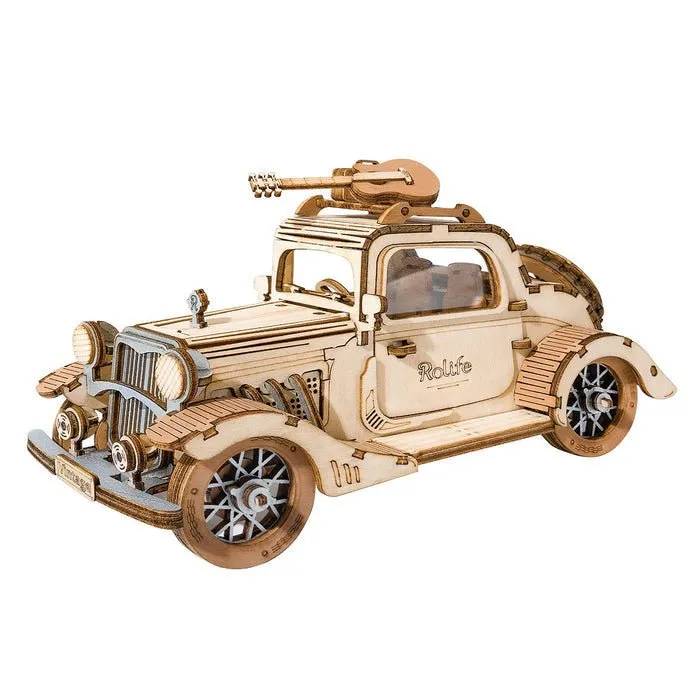 Varvikas 3D Wooden Mechanical Puzzle Kit, Vintage Car (RA002e) assembled wooden vintage car model