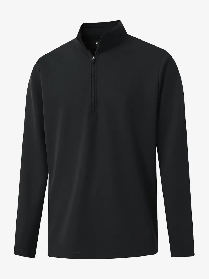 Maelreg Golf Premium Jacquard Quarter Zip Pullover, men's performance sweatshirt with herringbone pattern