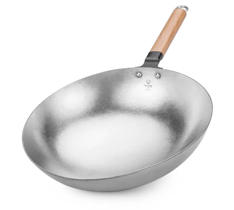 Valtcan Titanium Wok 14-inch, bare metal with rounded bottom, gas-stove style