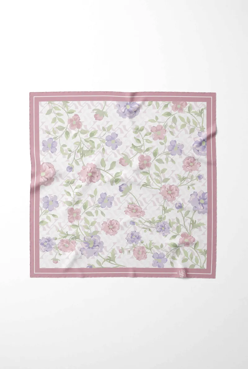Kalisa Lavender Blossom Silk Scarf with floral design