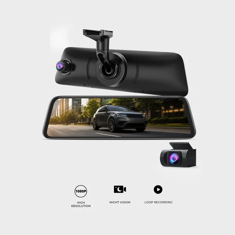 AUTO-VOX V5 Pro 1080P rear view mirror dash cam with front and rear cameras
