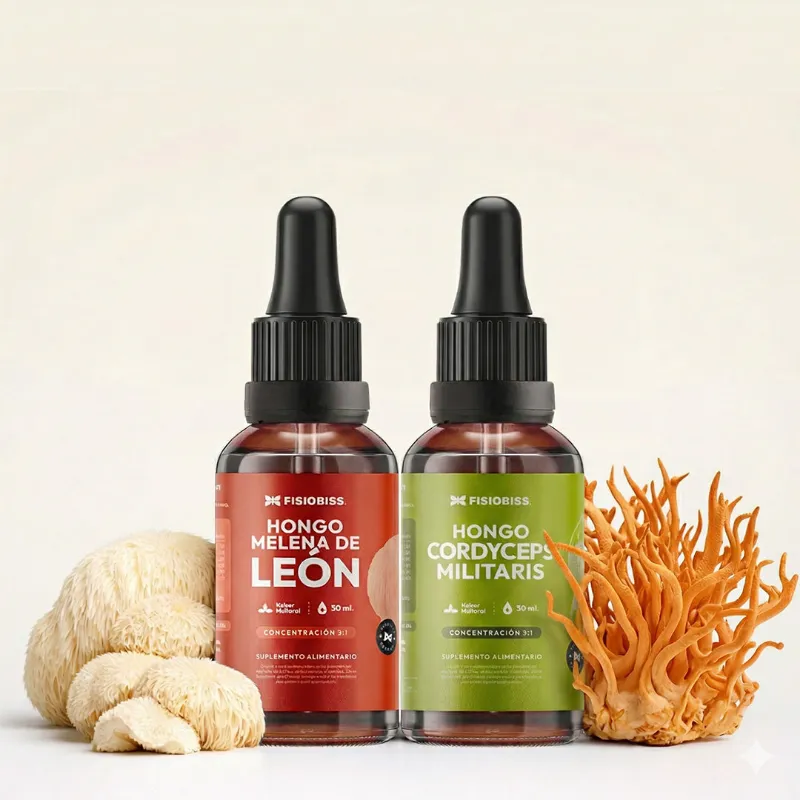 Fisiobiss Energía, Resistencia, Concentración y Enfoque pack with two supplement bottles