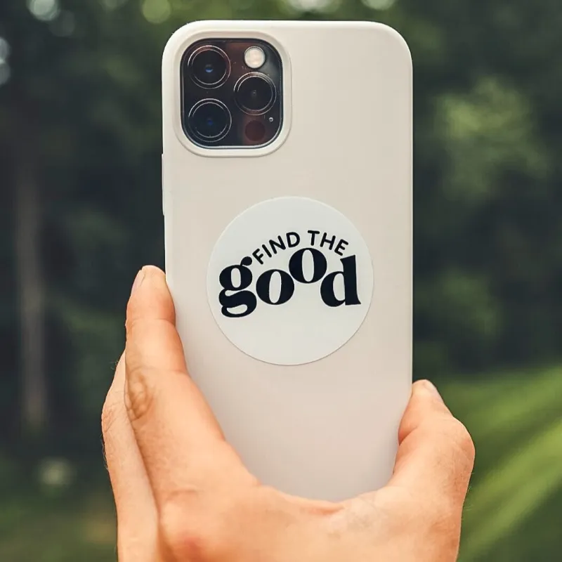 Find The Good Brand Find The Good Circle Sticker with logo design