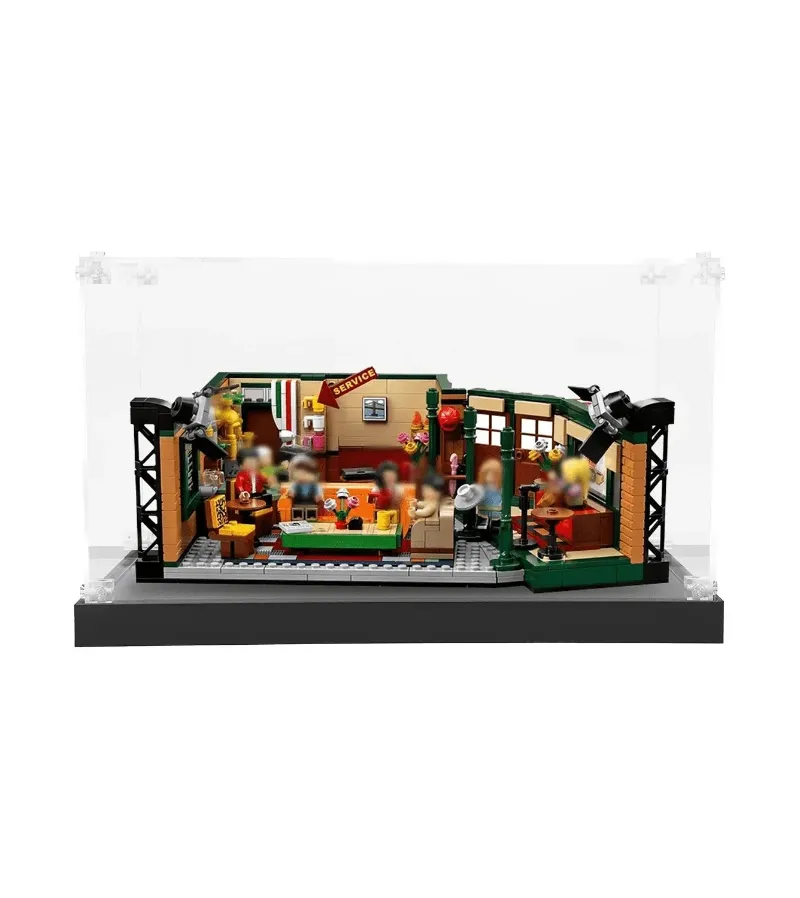 ICUANUTY Display Case for Lego Friends Central Perk 21319 showing clear acrylic box