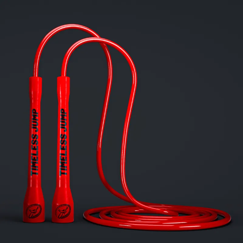 Timeless Jump Rope PVC Fever Red jump rope with ergonomic handles on white background