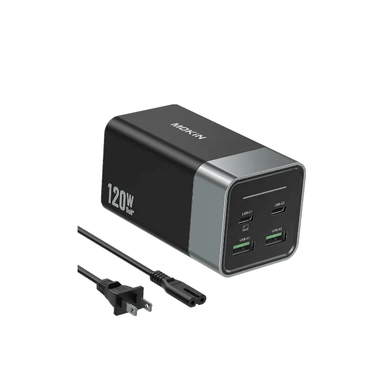 MOKiN 120W 4-Port Desktop USB-C Charging Station showing four USB-C charging ports
